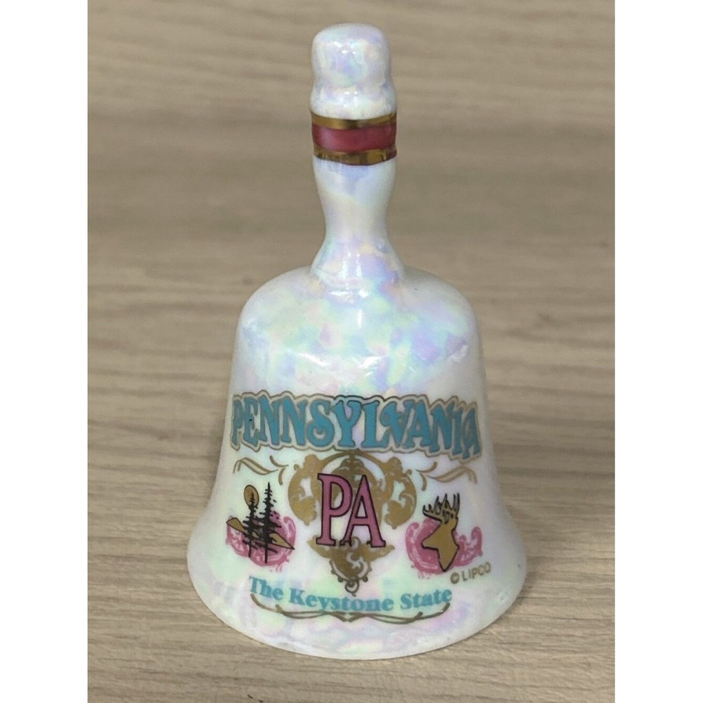 Pennsylvania State Collectible Mini Bell 3.25" Iridescent Keystone State Lipco